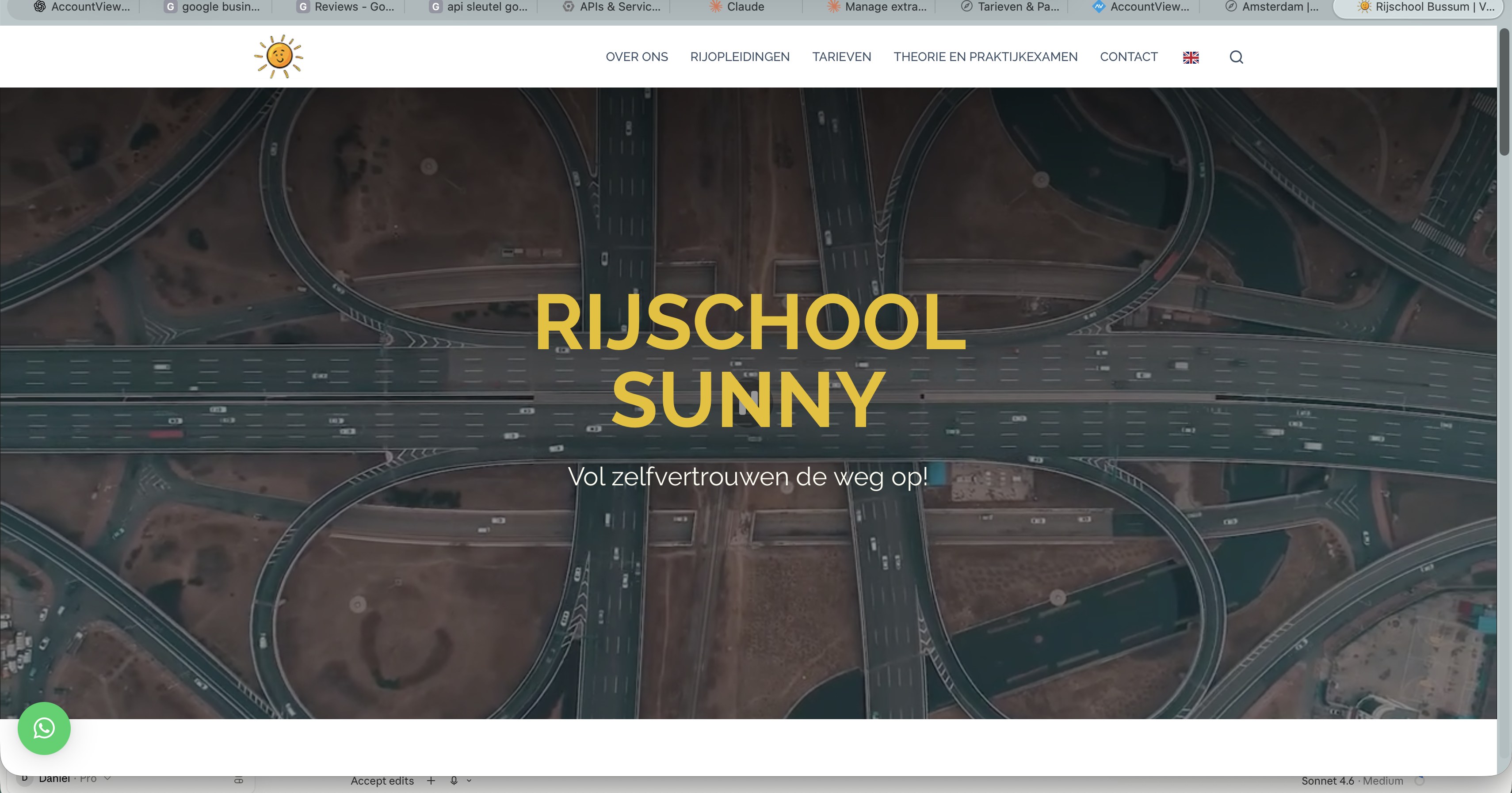 Screenshot van rijschoolsunny.nl — gemaakt door DB ICT